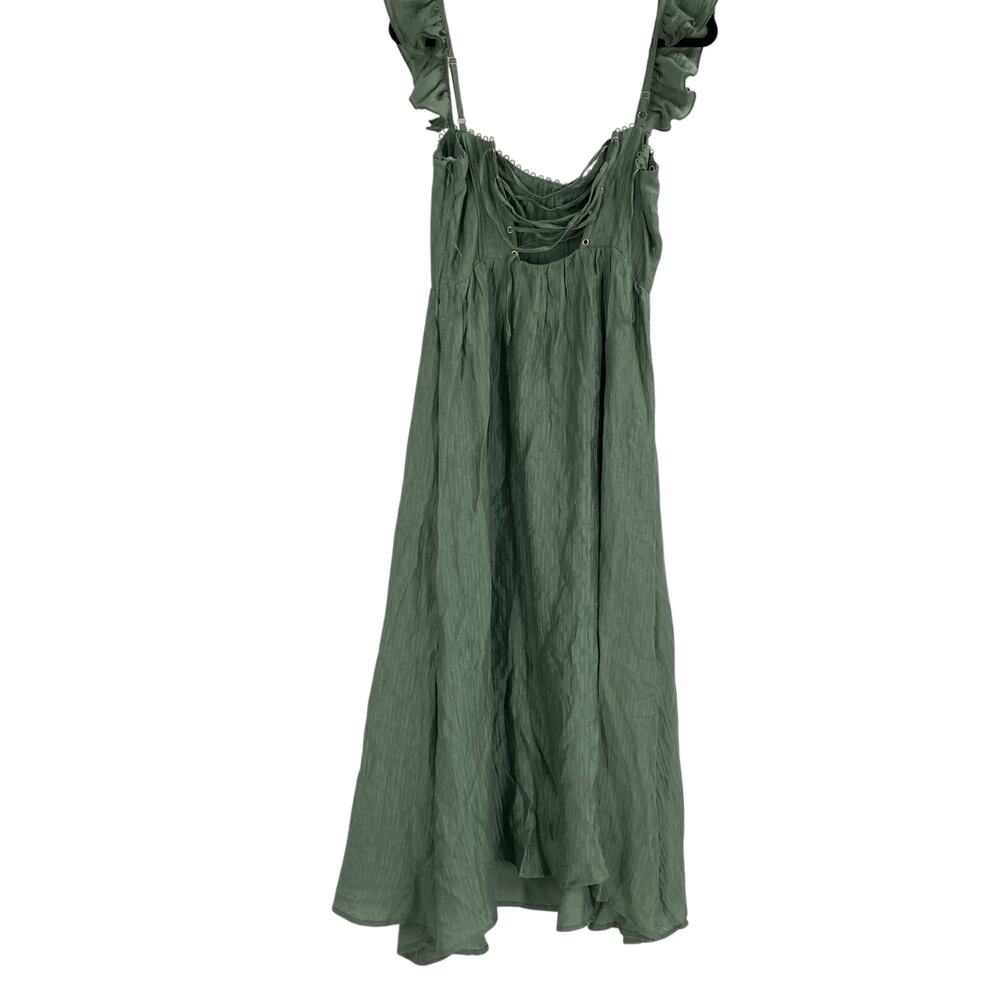 ASTR the Label Wedelia Bustier Midi Dress Sage Green Slit Milkmaid Peasant Med - Picture 5 of 13